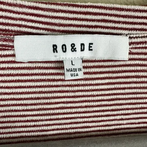 Ro & De Anthropologie  Burgundy White Striped Long Bell Sleeve Lightweight Top L