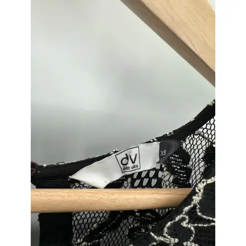 DV Dolce Vita Black Cream Floral Print 3/4 Sleeve Romper Women's Size X