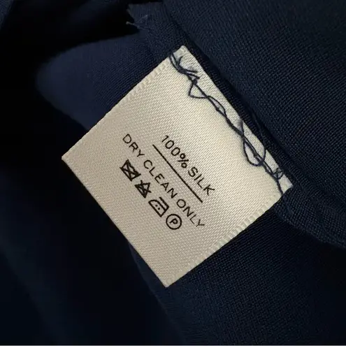 Cuyana Navy Blue Silk Tee Short Sleeve Size Small