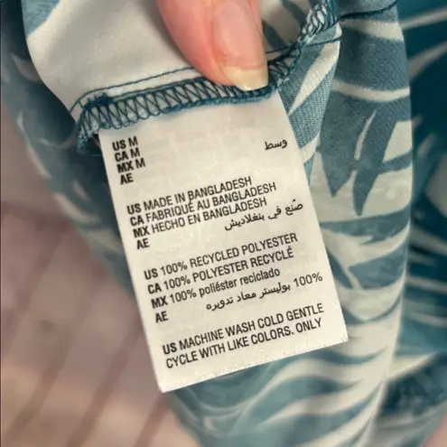 State of Day tropical print teal strappy lounge sleep slip dress size Medium Blue