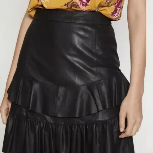 Walter Baker Marni Ruffled Leather Mini Skirt