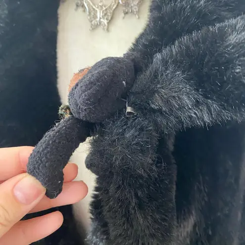 Vintage Casual Living Teddy Charm Thick Black Fuzzy Faux Fur Chunky Vest XL