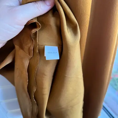 Tocca 100% Silk Ruffle Babydoll Knee Length Dress in Amber Yellow size 4 NWT