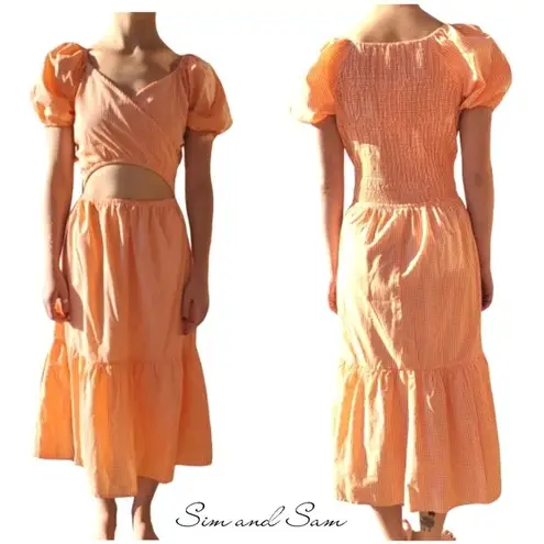 Sim & Sam White And Orange Gingham Dress 