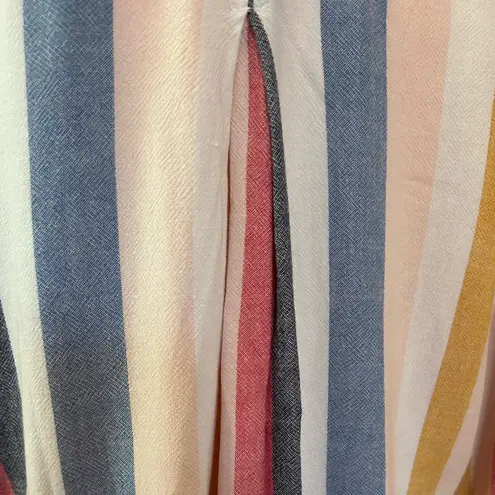 Bella Dahl vertical rainbow striped casual comfy classic button down Mykonos XL