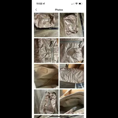 Kipling Reth Crossbody Purse Shoulder Bag Metallic Pink Adjustable Shimmer