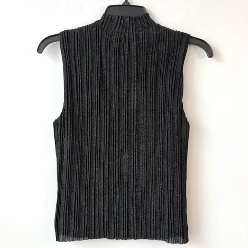 Steve Madden Steve‎ Madden Crinkle Metallic Mock Neck Tank Top Black S - Image 5