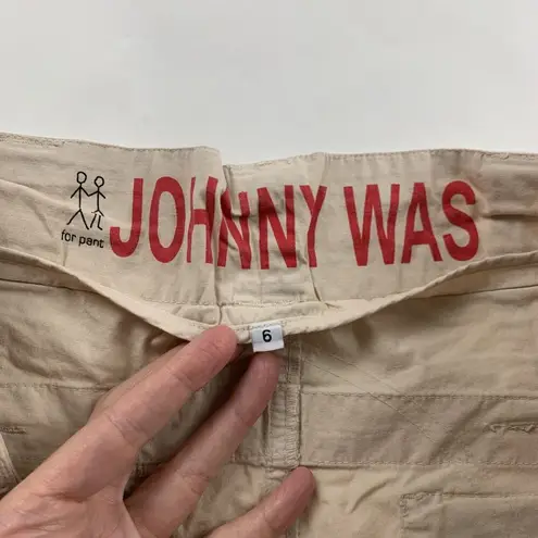 Johnny Was Tan Lightweight Poplin Wide Leg Cargo Pant 6