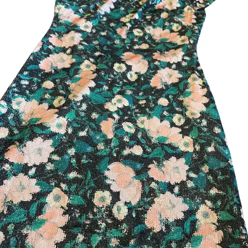 Rachel Zoe  Sonia Floral Print Sequin Sheath Dress Open Back Party Festive Size 6