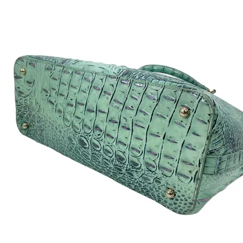 Brahmin Large Duxbury Satchel Bag Biscay Melbourne Blue Green Leather Croc