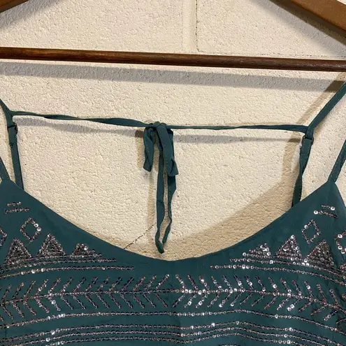 Tokyo Darling Teal sequin spaghetti strap top