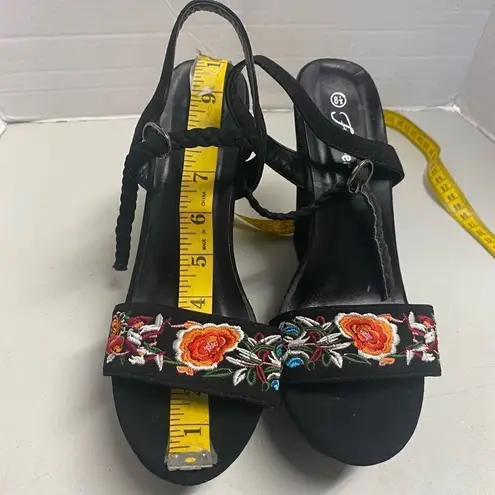 FOREVER Women’s Embroidered Floral Wedge Heels Multicolor Sz8.5 SEE DESCRIPTION Black Size 8.5