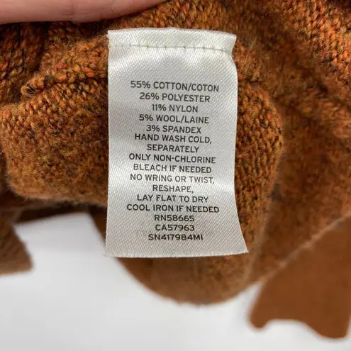 Something Navy V Neck Sweater Knit Wool Blend Rust Orange Brown Womens Small