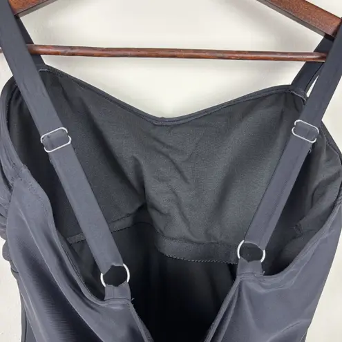 Black Swimdress One Piece Womens XL Flattering Ruched Padded Bust Skirted Sexy