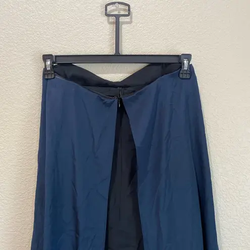 Tibi Strapless Towel Dress Navy Silk Size 2 Chic Effortless Drape Front