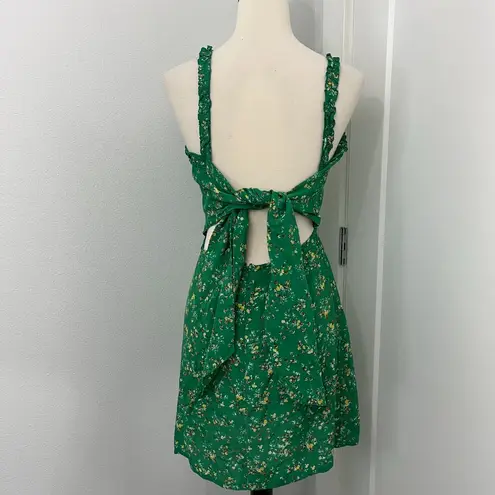 Faithfull the Brand Size 4 Green Floral Esther Open Back Tie Tank Mini Sundress