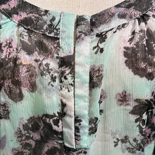 Energie Brown and Blue Relaxed cold shoulder Blouse with 3/4 Sleeves