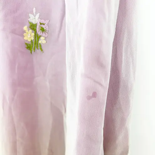 Anna Piaa Whimsical Fairycore Y2K 100% Silk Floral Embroidered Slip Dress 8 Purple