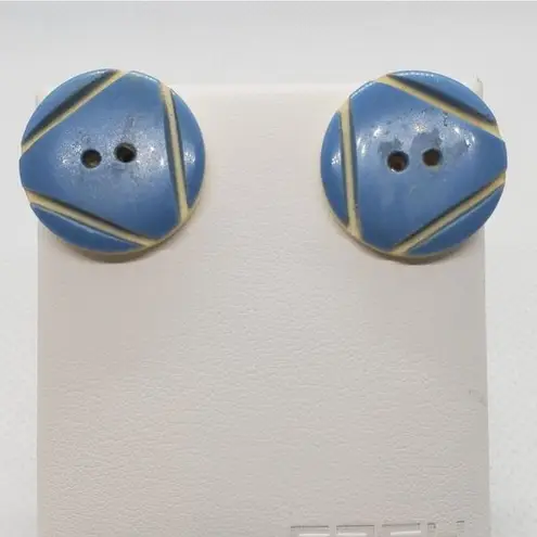 Vintage Blue  Button Earrings