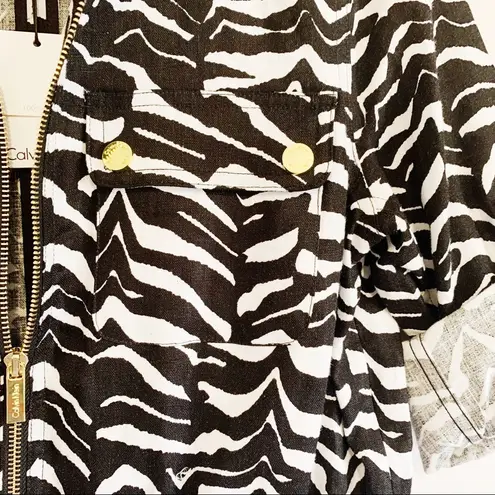 Calvin Klein ‎ BlackWhite Zebra Printed Linen Jacket