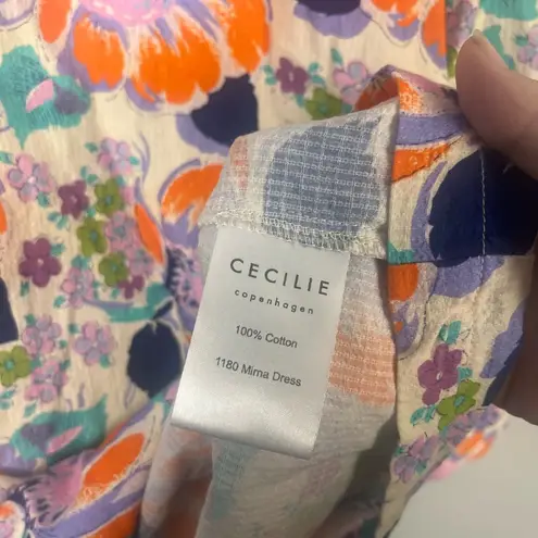 Cecile Copenhagen 1180 Mirna Dress bright multi color cotton Size Small Orange