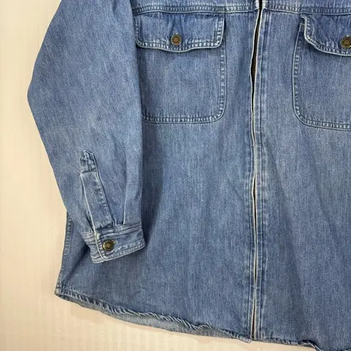CG Cotton Ginny Plus Size 1X Vintage Denim Jean Full Zip Jacket Cotton Shirt Blue