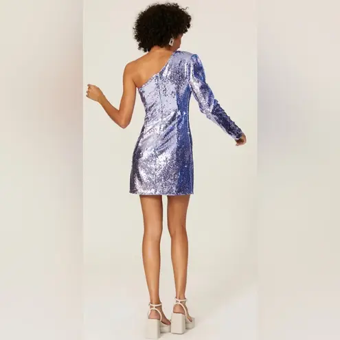 Bardot Blue Sequin One Shoulder Dress Periwinkle Blue-Purple Mini Dress sz 12
