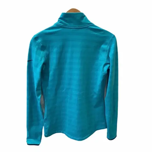 Nike  Pro Warm 1/2 Zip Shadow Stripe Pullover Top M Blue Athletic Cold Gear