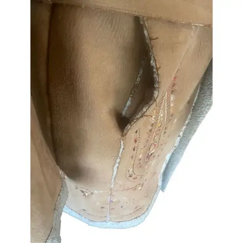 Daniel Benjamin Faux Leather Sherpa Lined Embroidered Boho Style Jacket Size Sma Tan - Image 11