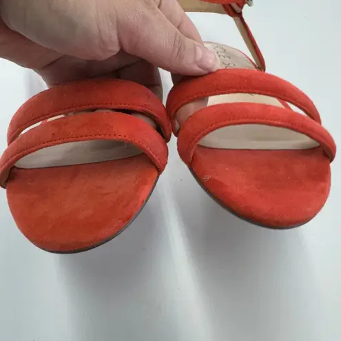 Sole Society Sandals Womens 7 Red Orange Malie Suede Leather