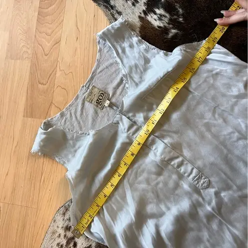 GO BY GO SILK Linen Silk Blend Dress Waist Tie Vacation Lightweight Travel Sz S Gray