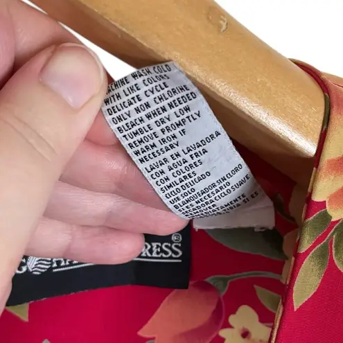 Sag Harbor Vintage Women’s Size 18 Red Floral Print Dress Spring Summer Vacation