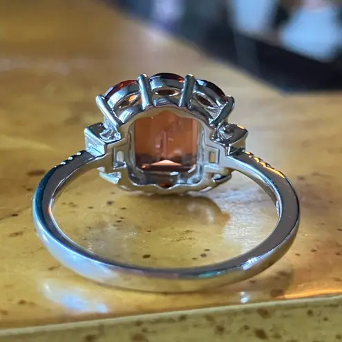 Red Labradorite Vermelho Red Garnet Sterling Silver Ring Size 9.75