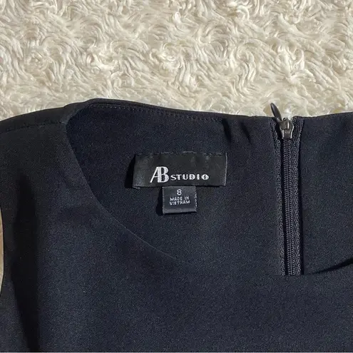 AB Studio Classic Solid Black High Neck Dress Size 8