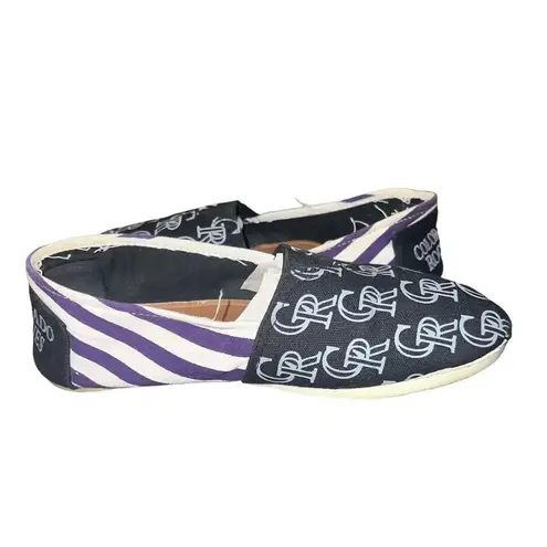 COLORADO ROCKIES MLB WOMENS STRIPE CANVAS SHOES SIZE 6 Black