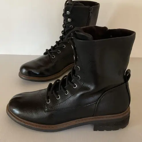B.O.C Black Combat Boots Women’s Size 7.5M Faux Leather Lace