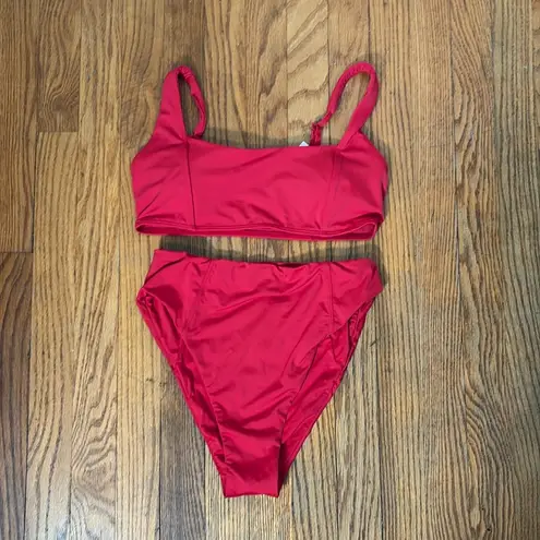 ANDIE Bikini Set Havana top High Waisted Cheeky Bikini Bottom Cherry Red Size S
