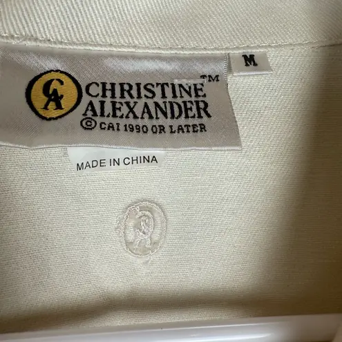 Christine Alexander Cream Silver Embroidered Jean Jacket Size M