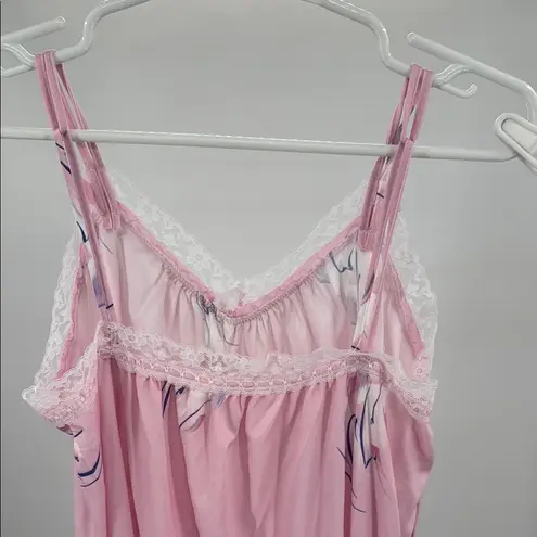 Odyssey by Avon Pink floral Lace Trim slip nightie and matching Robe S vintage