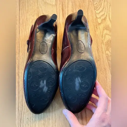 Soft Style Women’s Dark Red Heels Ruby Patent Leather Shoes Size 9