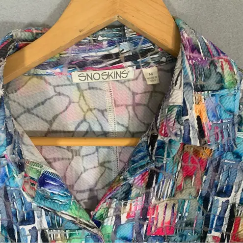 SNO SKINS Multicolor Button Down Shirt Ladies Size Medium Red