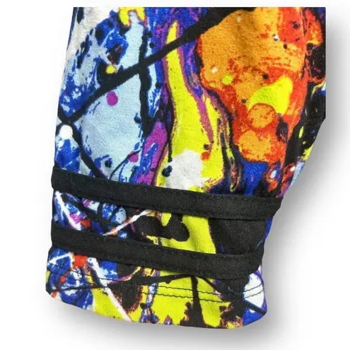 Eye Candy 3X Black Paint Splatter Abstract Print Tie Front Artsy Festival Retro