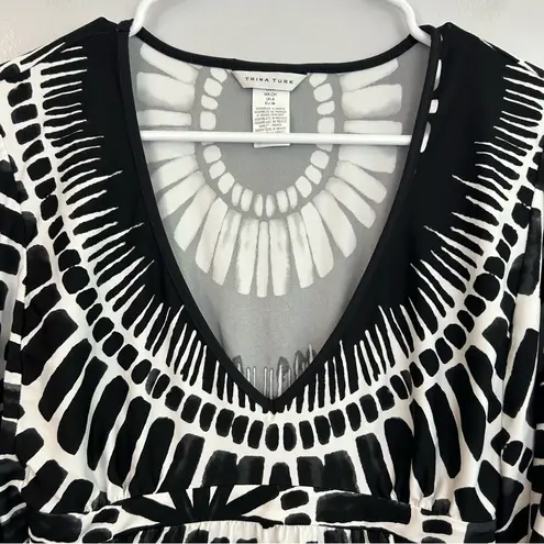 Trina Turk  Algiers Printed Black and White Tunic/ Coverup Size Small