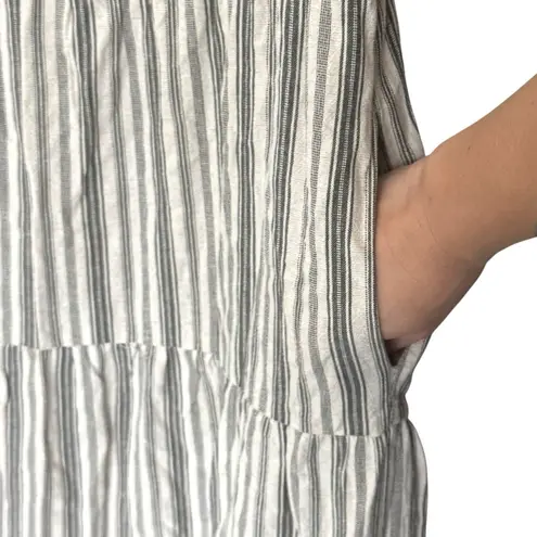 Cozy Casual Cozy Co. Striped Maxi Dress Sz Small Sleeveless Cotton Blend Pockets Beachy Boho
