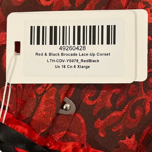 NWT Coeur de Vague Red/Black Brocade Strapless Lace Up Corset US 18/XL Red