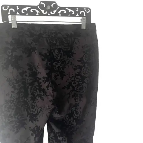 Valerie Stevens Size 12 Whimsygoth Grunge Velvet Floral Black Straight Pants