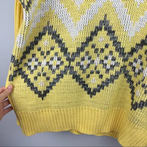 Vintage Retro Fair Isle Yellow Oversized Sweater Size M
