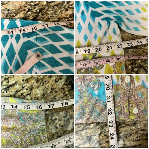 CJ BANKS Cardigan Sweater Nylon Blend Preppy Casual Modest Mature 1X Vtg Retro Blue