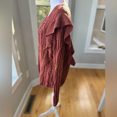 Universal Threads Universal Thread Rust Brown Ruffle Cotton Cardigan Sweater Size XL