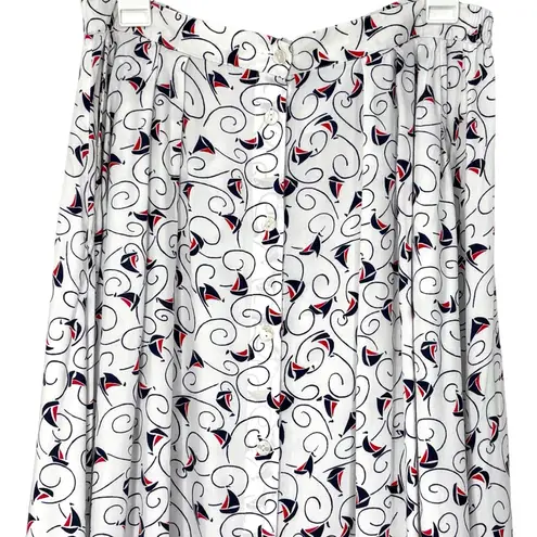 Pendleton White Sailboat Button Down Skirt and Blouse SET Women’s Size Large VTG